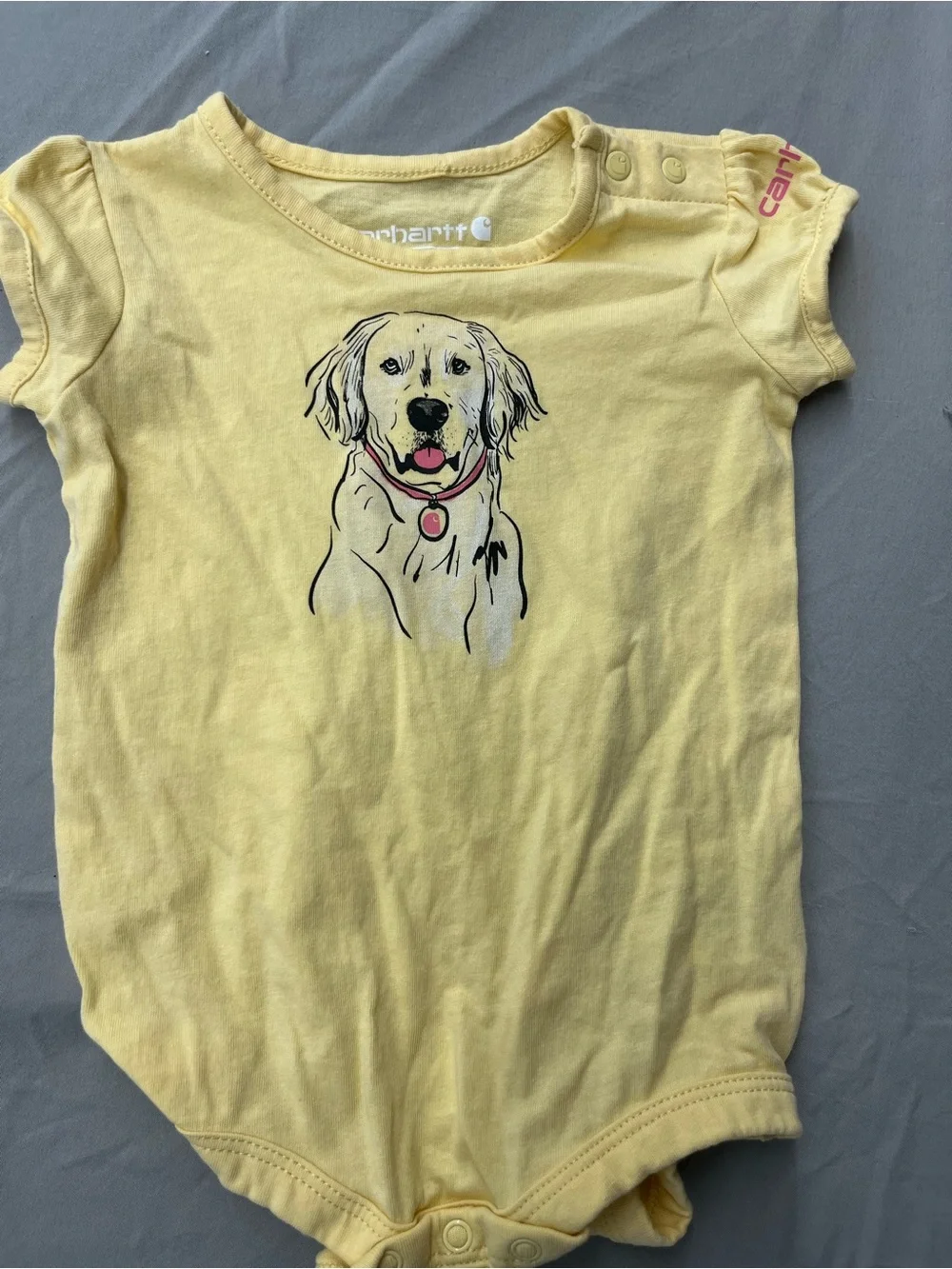 Carhartt Yellow Baby Dog Graphic One-Piece Size 6 Months